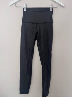 Lululemon High-Waist Black Shine Leather Leggings